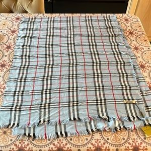 BURBERRY MENS LADIES BLUE HORSE FRINGE SCARF